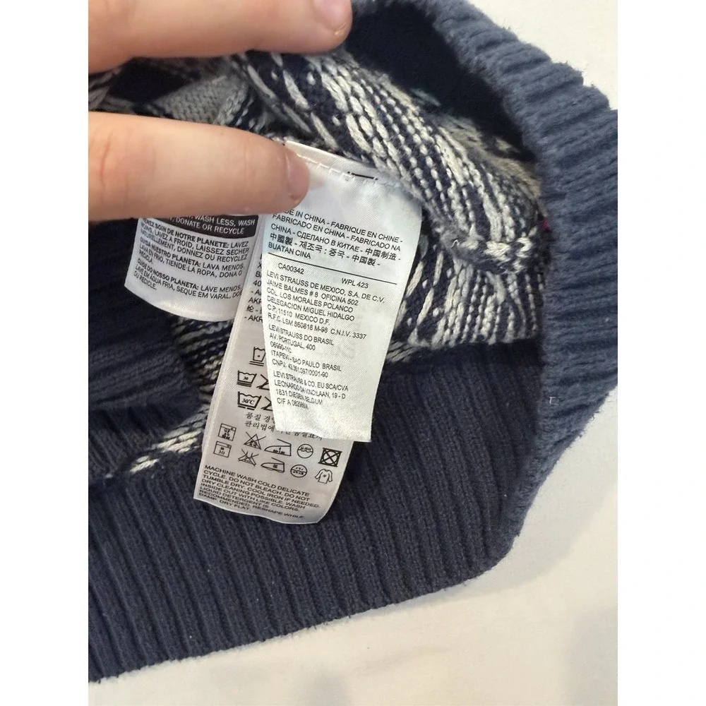 Levi's Vintage Sweater Mens Medium Blue Fair Isle Crewneck Knit Pullover  Y2K